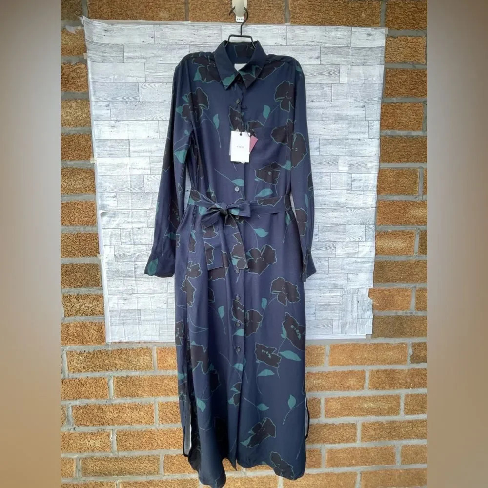 Xacus Art floral button down belted dress size 42/6